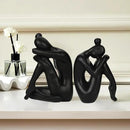 Unique Cast Iron Girl Thinker Bookends, Heavy-Duty Decorative Book Stoppers for Shelves, Creative Home and Office Desk Ornaments, 1 Pair/2 Pieces, 5.9" by CozyNest Decor