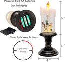 Eldnacele Christmas Snow Globe Candle Battery Operated Lighted Flameless Candles Light Swirling Water Glittering Spinning Candles for Home Decoration(Snowmen Family) by CozyNest Decor