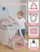 Potty Training Seat with Step Stool Ladder, Potty Training Toilet Seat with Soft Seat Splash Guard, Adjustable Height, 2 in 1 Potty Seats for Toddlers Kids Boys Girls by TinyTreasures Baby Boutique