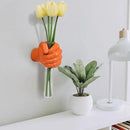 Orange Wall Sculptures, Hand Vases Home Decor, Wall Mount Art Sculpture, Unique Wall Art Statue, Funky Flower Vase Decorations, Modern Eclectic Hanging Decor,Glass Test Tube Vase (Orange) by CozyNest Decor