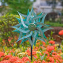 Viveta Metal Wind Spinners,53.5" Kinetic Wind Sculptures,Green Garden Pinwheels Double Layer Windmill for Outdoor Patio Lawn Yard by CozyNest Decor