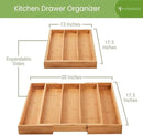 Purawood Kitchen Drawer Organizer - Expandable Utensil Drawer Organizer for Kitchen, Cutlery Tray & Silverware Organizer, 3-5 Slots - Bamboo Organizer for Utensils & Flatware (Natural) by CozyNest Decor