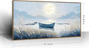amatop Large Framed Wall Art Bedroom Living Room Decor Blue Boat Moonlight Coastal Seascape Picture Landscape Decorative Canvas Print Tranquil Night Ocean Lake Scene Artwork Nautical Wall Decor 48x24 by CozyNest Decor