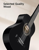 Moukey 30" Acoustic Guitar for Beginners Kids Youth 1/4 Size Dreadnought Guitarra Acustica Kit with Chord Poster, Gig Bag, Tuner, Picks, Nylon Strings, Capo, Strap - Black by TinyTreasures Baby Boutique