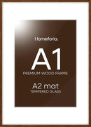 Homeforia A1 Poster Frame Brown, High End Dark Oak 23.4 x 33.1 Wooden Picture Frames Matted to 16.5 by 23.4 Photo, A1 Walnut Wood Frame with Mat A2, 23.4x33.1 Frame, Tempered Glass, Wall Kit, Set of 1 by CozyNest Decor
