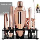 14-Piece Cocktail Shaker Set Bartender Kit with Black Stand, Bar Tool Set for Drink Mixing Bartending Kit Bar Sets Accessories: 750ml(25oz) Shaker, Jigger, Muddler, Cocktail Recipes (Rose Gold) by CozyNest Decor