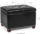 24'' Leather Storage Ottoman Rectangular Foot Rest Stool with Nailhead Trim Toy Chests & Storage Room Organizer for Bedroom Living Room(Black) by CozyNest Decor