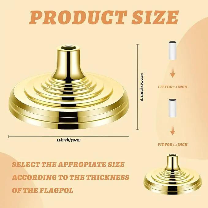 Leinuosen 4 Pcs Flag Holder Stand FlagPole Stand Flag Pole Base for Indoor Outdoor 1.3/1.1 Inch Diameter Flagpole Garden House Classroom Churches Meeting Party Flags Banner(Gold), photo 2 of 7