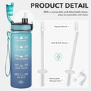 Enerbone Water Bottle, Leakproof BPA & Toxic Free, Motivational Water Bottle with Times to Drink and Straw, Fitness Sports Water Bottle with Strap for Office, Gym, Outdoor Sports by CozyNest Decor