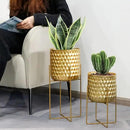 TRIROCKS Set of 2 Planters with Stand Indoor Outdoor Metal Plant Stand 8 * 18 &7 * 12 "Modern Planters Flower Pots for Living Room Corner Kitchen Office Garden Balcony Patio Decor(Gold) by GreenHaven Gardens