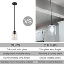 Black Pendant Lights Kitchen Island - Seeded Glass Pendant Light Fixture Multiple Stems Rods (3 Pack with Rod seeded Glass) by CozyNest Decor