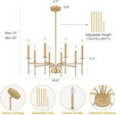 8 Light Gold Chandelier Light Fixture, Modern Farmhouse Chandeliers for Dining Room Light Fixture, Metal Candle Pendant Chandelier for Foyer Entryway Stairs Living Room Bedroom Kitchen by CozyNest Decor