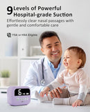 HEYVALUE Nasal Aspirator for Baby, Hospital Grade Nose Sucker with 9 Levels Suction, Night Light and Nursery Rhyme Soothing, Electric Nose Suction for Baby with Food-Grade Silicone Tips Purple by TinyTreasures Baby Boutique