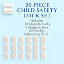 Magnetic Cabinet and Drawer Lock – 20-Piece Child Safety Lock Set + 2 Keys – Easy Installation No Drilling Required – Invisible and Aesthetic Design by TinyTreasures Baby Boutique