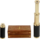 9" Pirate Telescope Handheld Brass Telescope Nautical Spyglass Monucular with Wooden Box by TinyTreasures Baby Boutique