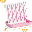 SpaceAid Baby Bottle Drying Rack with 20 Hooks, Space Saving Kitchen Bottles Rack Dryer, Vertical Baby Bottle Holder Organizer for Countertop Storage Accessories (White and Pink) by TinyTreasures Baby Boutique