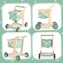 Asweets 2 in 1 Wooden Baby Walker Push and Pull Doll Stroller, Shopping Cart Learning Walker for Boys and Girls, Sit Stand Learning Toddler Toy (Green) by TinyTreasures Baby Boutique