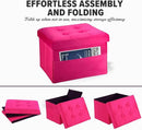LINMAGCO Storage Ottoman Folding Foot Stool Foot Rest with Side Pocket Modern Ottoman with Storage Short Sofa Stool Velvet 17x13x13(ROSEO) by CozyNest Decor