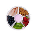 GoBe Kids Small Snack Spinner Flip Bundle with Hand Strap and Sticker Sheet - Reusable Snack Container with 5 Compartment Dispenser and Lid | BPA/PVC Free | Dishwasher Safe | No Spill - Taro Purple by TinyTreasures Baby Boutique