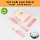 Portable Baby Bottle Brush Set - 7 in 1 Baby Bottle Cleaner Kit, Baby Travel Essential Bottle Washing Kit with Silicone Bottle Brush, Nipple Brush, Straw Brush, Drying Rack for Home and Travel (Pink) by TinyTreasures Baby Boutique