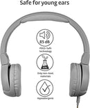 POGS Kids Wired Headphones | The Elephant 2 | Adjustable, Durable Headphones for Kids 3+ | Limited to 85 dB, Microphone | On-Ear | Music-Sharing Function Safe 3.5mm Audio Cable (3.2ft) (rGrey) by TinyTreasures Baby Boutique