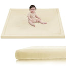 Baby Play Mat for Floor, 1.3" Thick Elasti-Foam 50x50 Playpen Mat for Toddlers Infant Kids,Water-Repellent Soft Velvet for Tummy Time, Non-Slip Backing for Crawling, Tatami Style(Vanilla) by TinyTreasures Baby Boutique