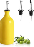 Sweejar Ceramic Olive Oil Dispenser Bottle, Opaque Oil Cruet Protects Oil, Suitable for Storage, Pack of 1, 15.5 Fl Oz (Yellow) by CozyNest Decor