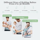 Baby Carrier, 3-in-1 Baby Carrier Newborn to Toddler with Hip Seat (Ergonomic M Position) for 0-36 Month/7-45lbs, Adjustable Size for Enhanced Lumbar Support,Perfect for On-The-go,Light Cyan by TinyTreasures Baby Boutique