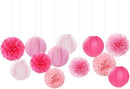 Light-Hot Pink Party-Decorations Paper-Flowers Lanterns - 15pcs Graduation Girl Birthday Decor Tissue Pom Poms Streamers, Bridal Baby Shower Wedding Bachelorette Valentine Hanging Supplies Hugfond by CozyNest Decor