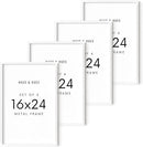 HAUS AND HUES 16x24 White Metal Picture Frames - Features Premium Aluminum, Vertical & Horizontal Hang, Shatterproof Plexiglass - Perfect for Home, Room, Office (16x24 in, White, Set of 4) by CozyNest Decor