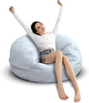 Bean Bag Chair for Adults 3FT,Soft Removable Cover for Teens/Girls Bedroom,Fluffy Giant Round Floor Beanbag Lounger Chairs (No Filler,Light Gray) by CozyNest Decor