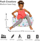 Posh Creations Bean Bag Chair for Kids, Teens, and Adults Includes Removable and Machine Washable Cover, Canvas Multi-Colored Hearts on White, 27in - Medium by TinyTreasures Baby Boutique
