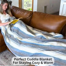 Alpaca Wool Throw Blanket | Super Soft, Lightweight, Breathable and Hypoallergenic | Non-Itchy or Scratchy (Blue White Varicolored, Queen (U.S. Standard)) by CozyNest Decor
