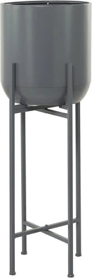 Deco 79 CosmoLiving by Cosmopolitan Metal Round Planter with Removable Stand, 13" x 13" x 36", Dark Gray by GreenHaven Gardens