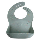 mushie Silicone Baby Bib | Adjustable Fit Waterproof Bibs (Cambridge Blue Confetti) by TinyTreasures Baby Boutique
