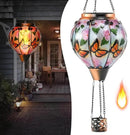 Hot Air Balloon Solar Lantern - Butterfly Stained Glass Lantern with Simulated Flickering Flame, Outdoor Hanging Yard Light Waterproof IP65 & Weather Resistant for Garden Patio Lawn Porch Decor Gfit by GreenHaven Gardens