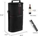 ALLCAMP 2 Bottle Wine Tote Carrier - Insulated Portable Padded Canvas Wine Bag for Travel, BYOB Restaurant, Wine Tasting, Party, Great Christmas Day Gift for Wine Lover，Black by TinyTreasures Baby Boutique