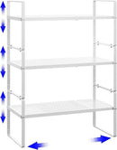 Expandable Kitchen Shelf Organizers, Kitchen Cabinet Organizer Stand Rack Organization for Countertop Cupborad Pantry, White 3 Pack by CozyNest Decor