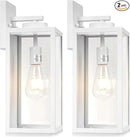 16-inch Large Outdoor Wall Light Fixture, White Exterior Wall Lantern Waterproof, Farmhouse Porch Sconce Lighting with Glass, Modern Outside Lights for House, Garage, Patio Lamp, 2 Packs by GreenHaven Gardens