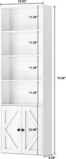 Tall White Bookcase with Doors – Wooden Bookshelf with Storage Cabinet & Shelves for Living Room, Bedroom, or Office by CozyNest Decor