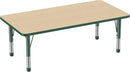 Factory Direct Partners FDP Rectangle Activity School and Classroom Kids Table (30 x 60 inch), Toddler Legs, Adjustable Height 15-24 inches - Maple Top and Green Edge by CozyNest Decor