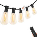 50 FT Outdoor String Lights - LED Waterproof Patio Lights with Dimmer Remote - Edison Bulbs for Porch, Backyard & Cafe/Bistro by CozyNest Decor