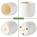 Docrin Ceramic Planters Indoor, 8 Inch Plant Pot with Drainage Holes for Home/Office - White Honeycomb by GreenHaven Gardens