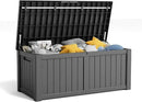 120 Gallon Resin Deck Box, Lockable Patio Outdoor Storage Box for Furniture, Garden Tools and Tools Storage, Waterproof Outside Storage Boxes - Black by CozyNest Decor