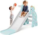 67i Toddler Slide for Indoor & Outdoor Play with Basketball Hoop, Anti-Slip Steps, 46.8in Baby Climber (Green) by TinyTreasures Baby Boutique
