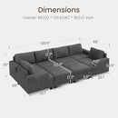 Nolany Sectional Couch with Storage Ottoman, Corduroy Sleeper Sectional Sofa with Chaise, Modular Sectional Couches for Living Room, Dark Grey by CozyNest Decor