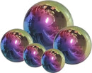 Nerien Gazing Ball, Stainless Steel Garden Mirror Globe, Polished Ornament Sphere, Hollow Floating Reflective Hemisphere, for Home Outdoor Pond Housewarming Swimming Pool Decoration, Rainbow, 5Pcs Mix by GreenHaven Gardens