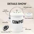 Compost Bin Kitchen, ENLOY Countertop Compost Bin with Lid Use for Kitchen Food Waste, Powder Coated Rust Proof Odorless Compost Bucket, 1.3 Gallon, White by GreenHaven Gardens