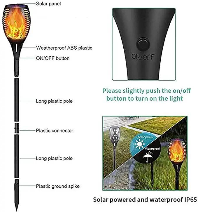 YoungPower Solar Outdoor Torch Lights Flickering Flame, 43" Outdoor Path Lights Waterproof Torch for Garden Yard Patio, 8 Pack, photo 2 of 7