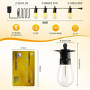 Outdoor String Lights Patio LED Light Outside - 45M 43+2 S14 LED Dimmable 150ft Porch Lighting IP65 Waterproof by CozyNest Decor
